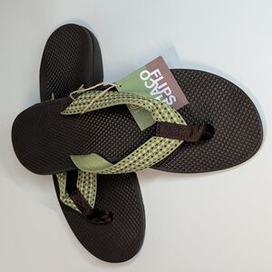 Chaco Flip Ecotread Flip Flop Sandals Womens 12 NWT Green Leaf Piles